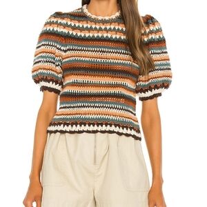 Ulla johnson knit crochet Irene pullover short sleeve sweater